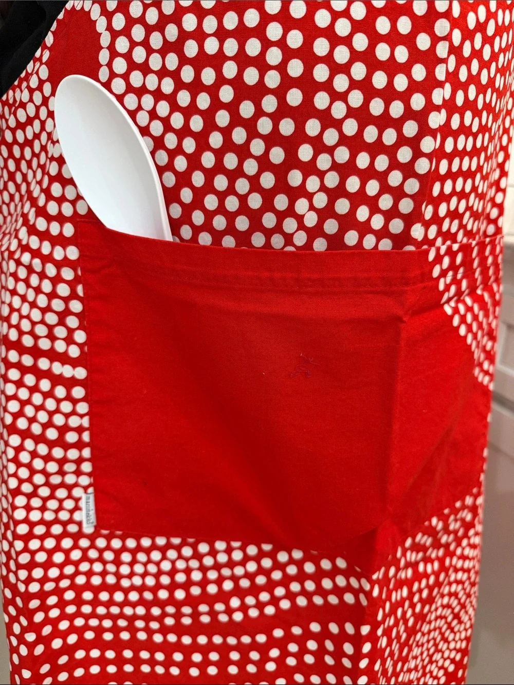 Marimekko Red and White Polka Dot Cotton Apron